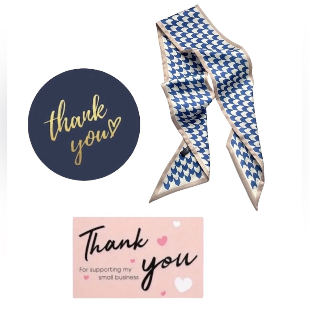 44pc Bundle - 10 Handbag Twilly/Scarf, 10 Cards & 24 Thank You Stickers 🆕